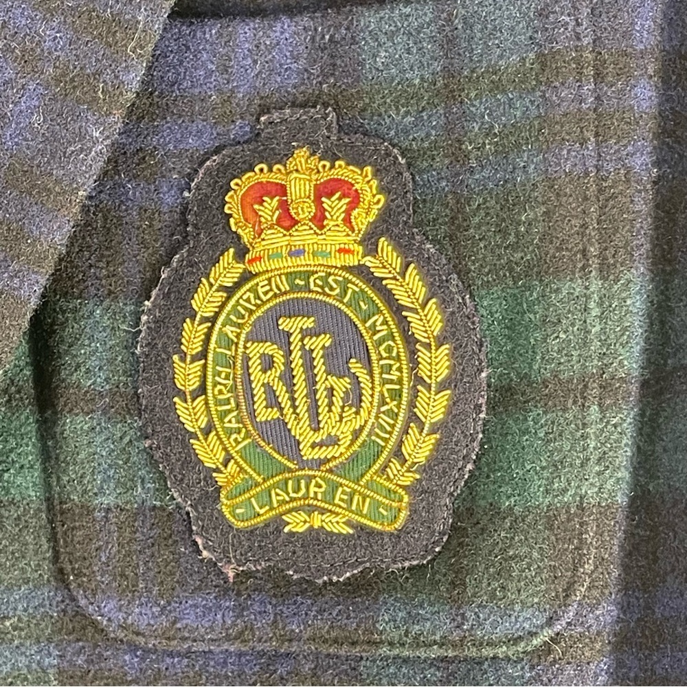 Lauren Ralph Lauren Wool Cashmere Tartan Blazer Green Navy Size 10 Petite - Picture 6 of 17